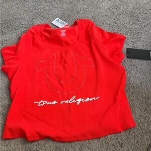 True Religion Women's Bright Red Short Sleeve Tee